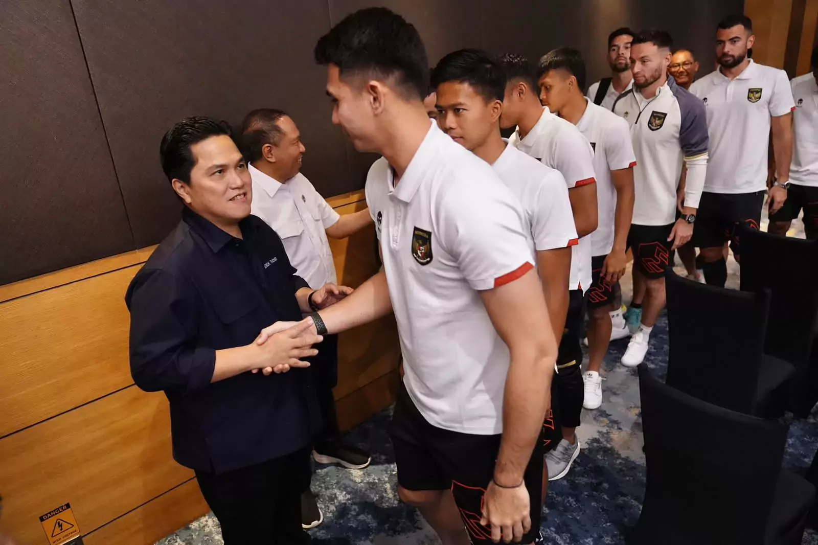 Ketua Umum PSSI, Erick Thohir mengapresiasi penampilan timnas Indonesia saat mengalahkan Turkmenistan 2-0 di laga FIFA Matchday di Stadion Gelora Bung Tomo, Surabaya, Jawa Timur, Jumat (8/09/2023) malam.