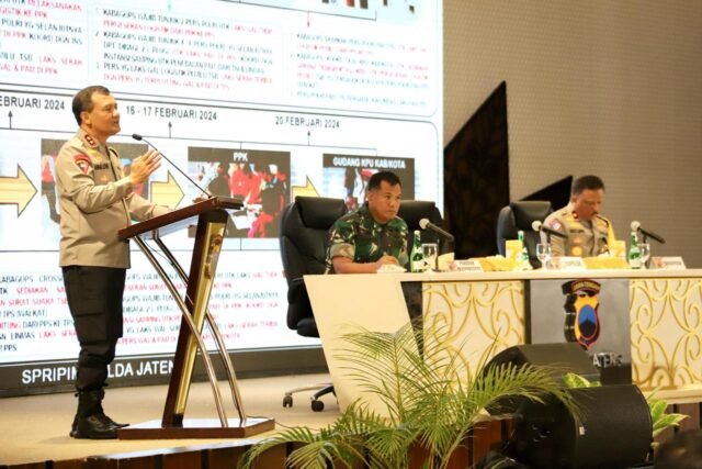 Polda Jateng menggelar Rapat Koordinasi Tahap Inti Pemilihan Umum Tahun 2024 dalam rangka Cek, Ricek, Cros Chek dan Final Cek Pengamanan Pemilu 2024 di Hotel Griya Persada, Kab. Semarang, Senin (5/2/2024).