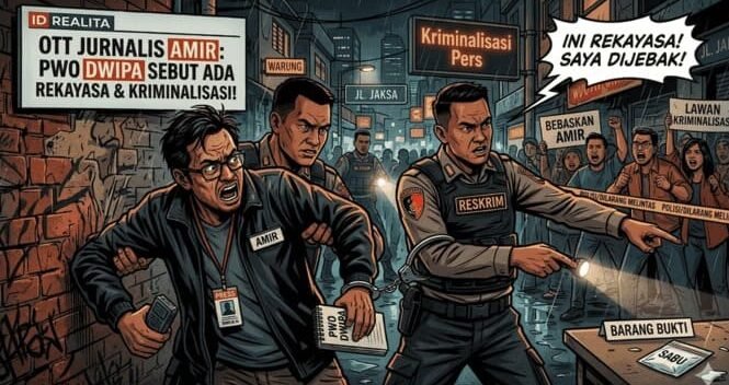 Ilustrasi OTT jurnalis Amir diduga rekayasa dan bentuk kriminalisasi pers oleh PWO Dwipa.
