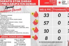 Update Stok Darah PMI Demak per 17 April 2026 menunjukkan golongan darah O dan AB menipis.