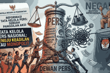 Infografis tata kelola pers nasional, desakan reformasi Dewan Pers dan Kominfo demi keadilan media daerah dan demokrasi Indonesia